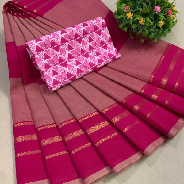 Pure Cotton Saree in Pink Colour