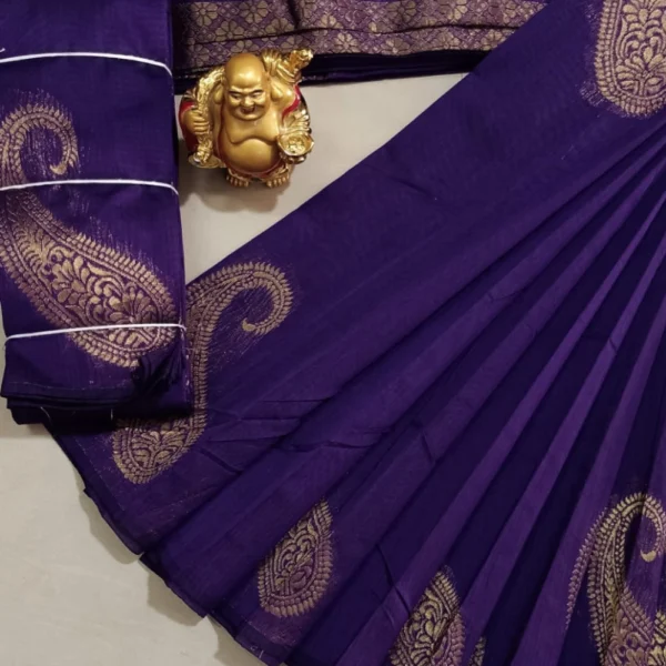 silk cotton Sarees in Blue Violet