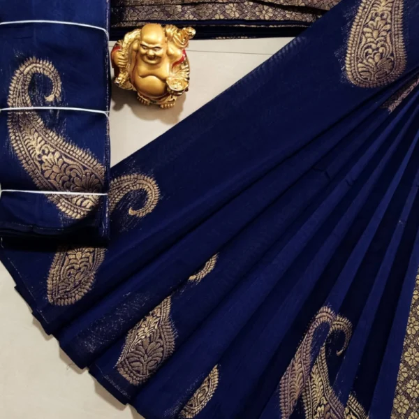 silk cotton Sarees in Navy Blue