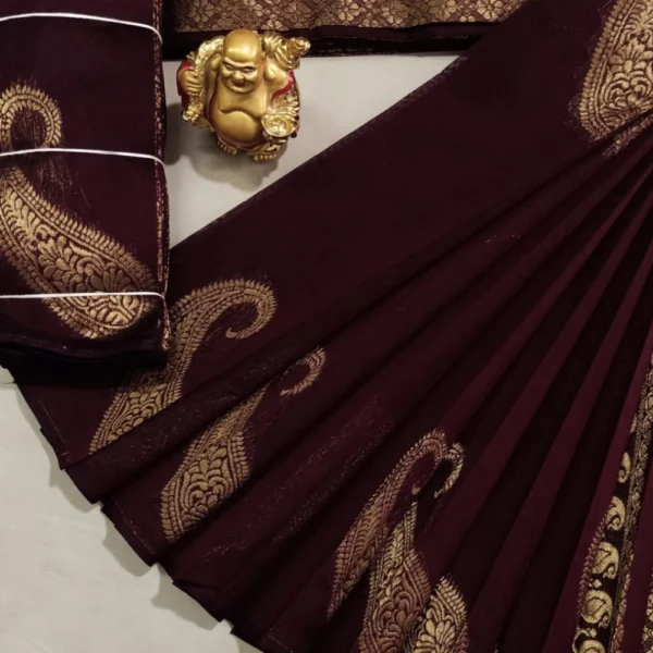 silk cotton Sarees in Marron