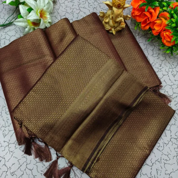 Premium Soft Silk Saree in Brown