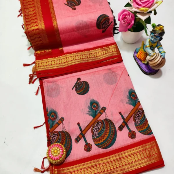 Pink & Red Kalyani Cotton Saree