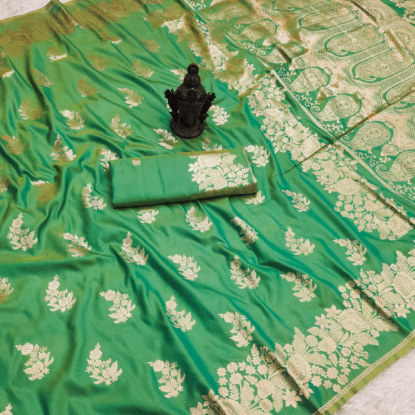 Soft banarasi silk saree in Lite Green