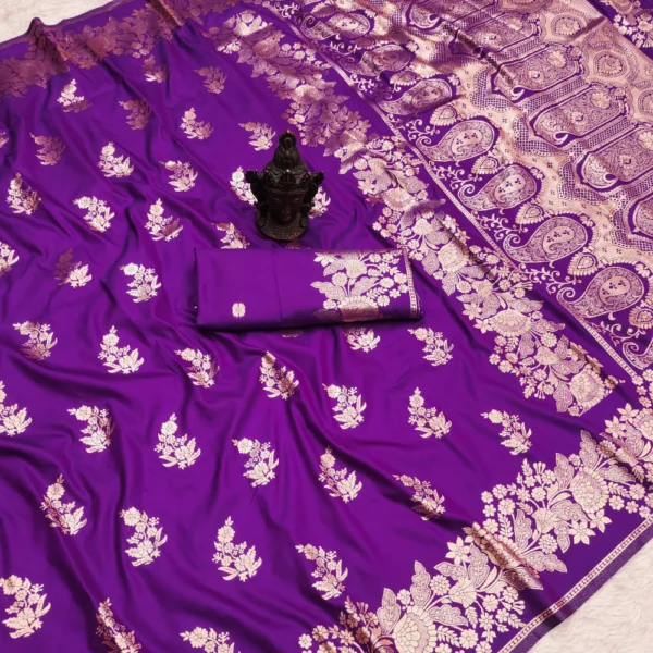 Soft banarasi silk saree in Magenta