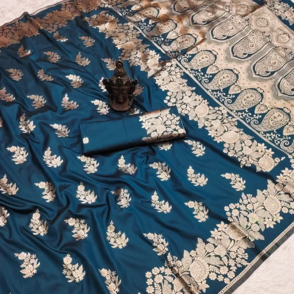 Soft banarasi silk saree in Rama Blue