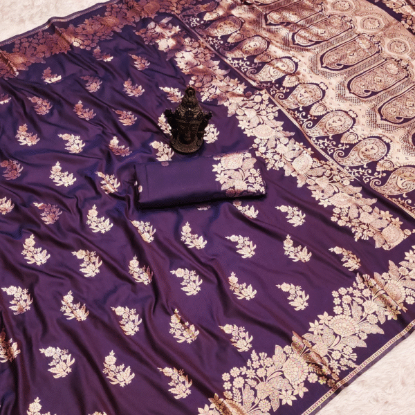 Soft banarasi silk saree in Purple