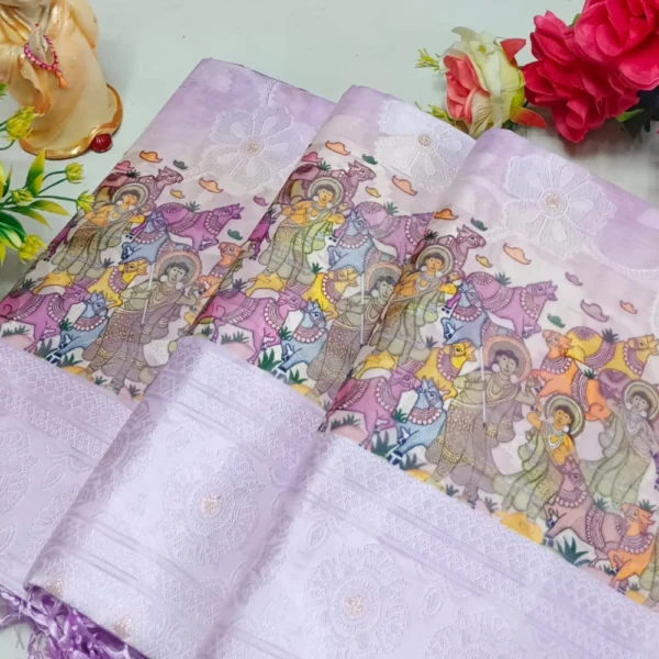 Premium Digital Floral Softy Saree In Lavender