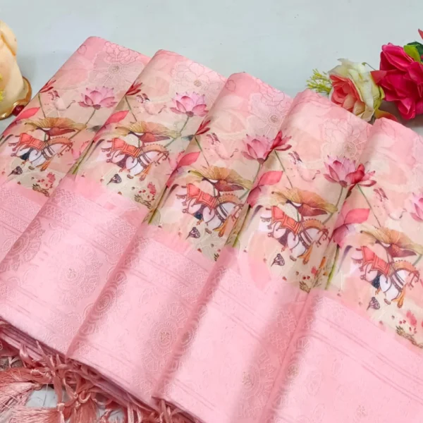 Premium Digital Floral Softy Saree In Pink
