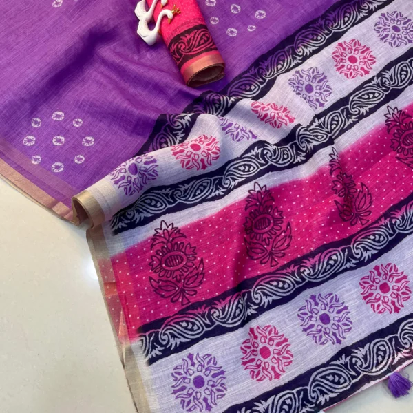 Chanderi Cotton Saree in Purple