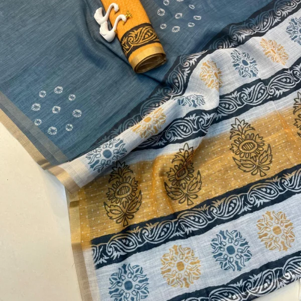 Chanderi Cotton Saree in Gray