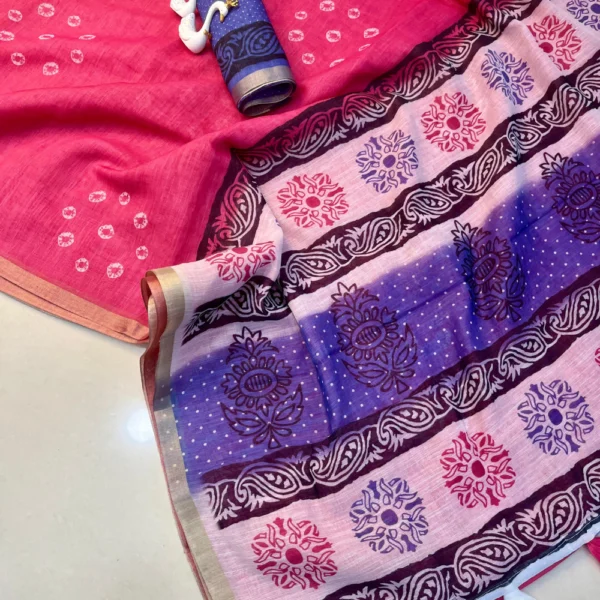 Chanderi Cotton Saree in Pink