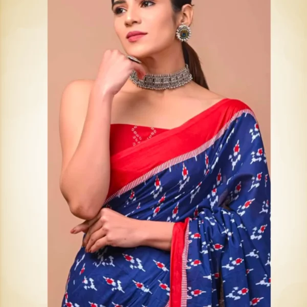 Mul Mul Cotton Saree in Blue