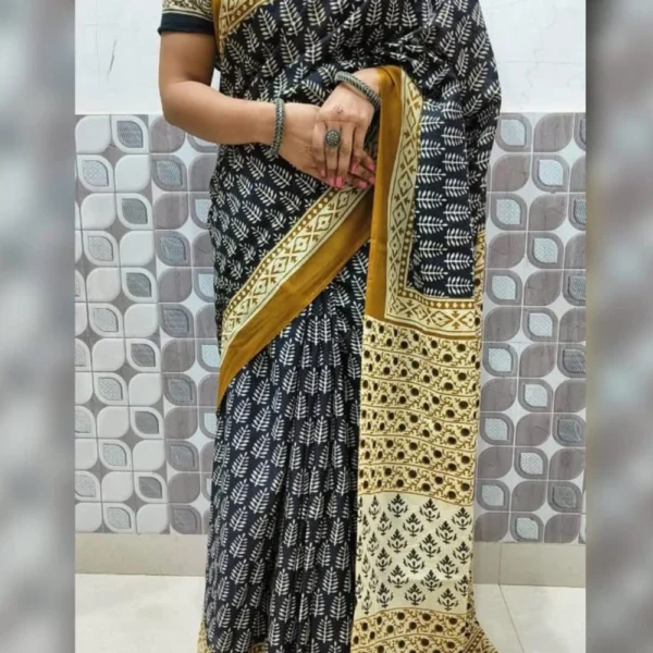 Mul Mul Cotton Saree in Black
