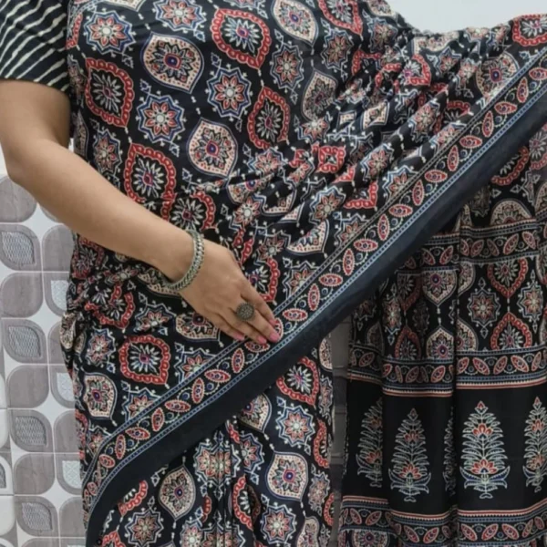 Mul Mul Cotton Saree in Black