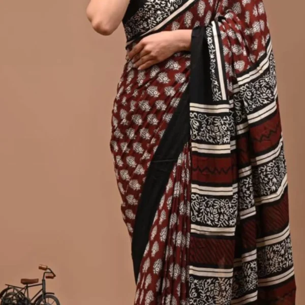 Mul Mul Cotton Saree in Red