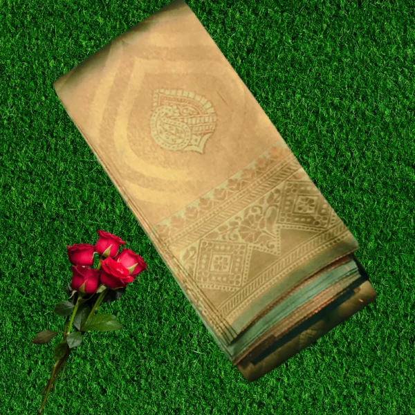 Tissue Soft Silk Saree in Olive Green & Bottle Green