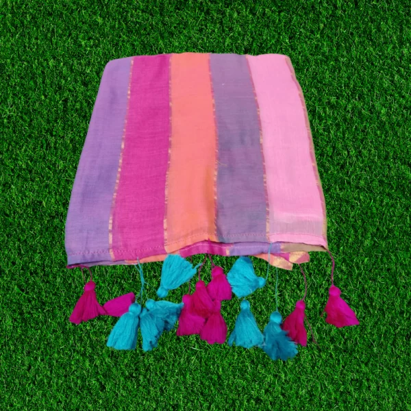 Mul Cotton Multicolour Saree in Purple shade