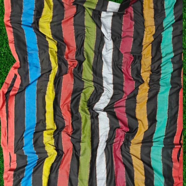 Mul Cotton Multicolour Saree in Black